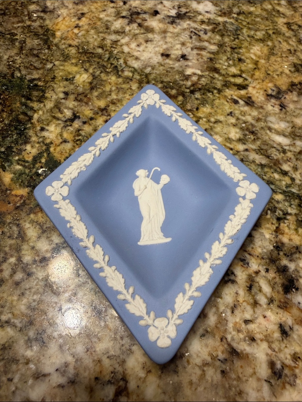Wedgwood Light Blue and White Jasperware Diamond Trinket Dish